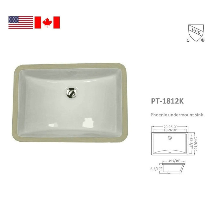 Rectangular 18-7/10" Undermount Bathroom Sink